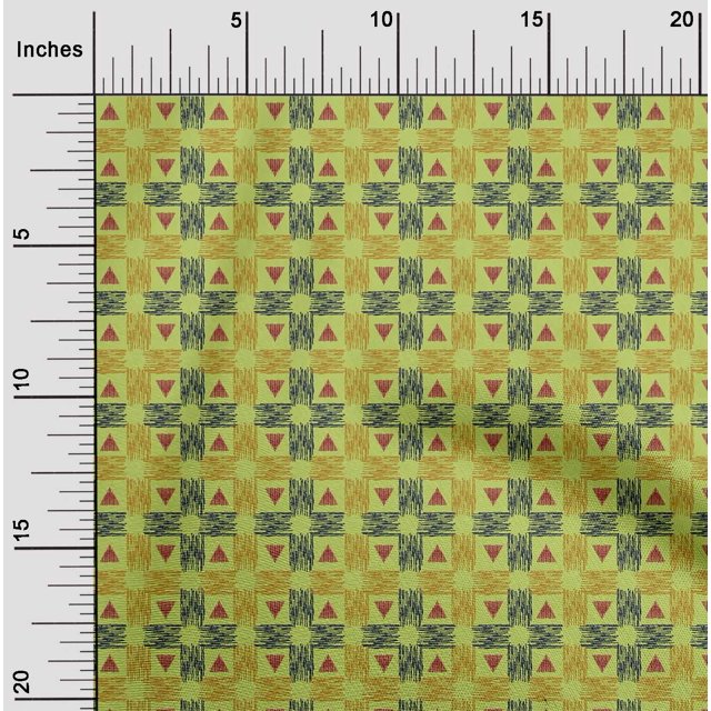 oneOone Organic Cotton Voile Fabric Check & Triangle Ikat Printed Fabric 1 Yard 42 Inch Wide