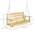 thumbnail image 3 of Outsunny Hanging Porch Swing, Patio Swing with Armrests, Natural Wood, 3 of 10