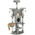 thumbnail image 1 of PawHut 62" Cat Tree, Multi-Level Cat Tower with Scratching Post, Light Grey, 1 of 10