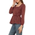 thumbnail image 4 of INSPIRE CHIC Blouse à Manches Longues à Encolure Carrée Florale pour Femmes avec Ceinture, 4 of 6