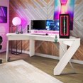 thumbnail image 3 of Ntense Xtreme Gaming Corner Desk with Riser & LED Light Kit, White, 3 of 9
