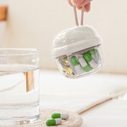 Pill Dispenser, Staron Portable Pill Bottle Organizer, 4 Large Compartments Wide Opening Easy Use Travel Pill Case, White