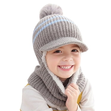ManxiVoo Cagoule Tricotée Thermique Coupe-Vent Masque de Ski Capuche à Cache-Oreilles pour Enfants Cyclisme Sports d'Hiver