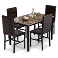 thumbnail image 1 of Stmoze Dining Table Set for 4, Kitchen Table and Chairs Set, Faux Marble Dining Table Set, Rectangle Dining Table with 4 Upholstered PU Leather Chairs, for Small Place, Apartment Home, Brown, 1 of 8