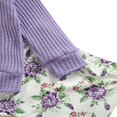 thumbnail image 3 of Baby Girls Spring Fall Clothes Set Solid Color Long Sleeve O-neck Tops Floral Print Trousers Bow-knot Headband, 3 of 6