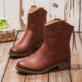 thumbnail image 5 of Cameland Bottes Mi-Mollet Rétro Unies pour Femmes Talons Moyens Bottes à Bout Rond Bottes à Fermeture Éclair Arrière, 5 of 5