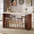 thumbnail image 3 of Tribesigns Home Bar Unit, 55.12-Inch Bar Table with a Faux Marble Finished Tabletop, Modern Freestanding Mini Bar for Home Kitchen, Living Room, Balcony, Basement, Walnut & White, 3 of 8