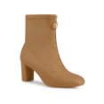 thumbnail image 1 of Unique Bargains Women's Faux Suede Square Toe Front Zip Block Heel Ankle Boots, 1 of 7