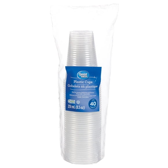 Great Value Gobelets en Plastique, 40 Gobelets