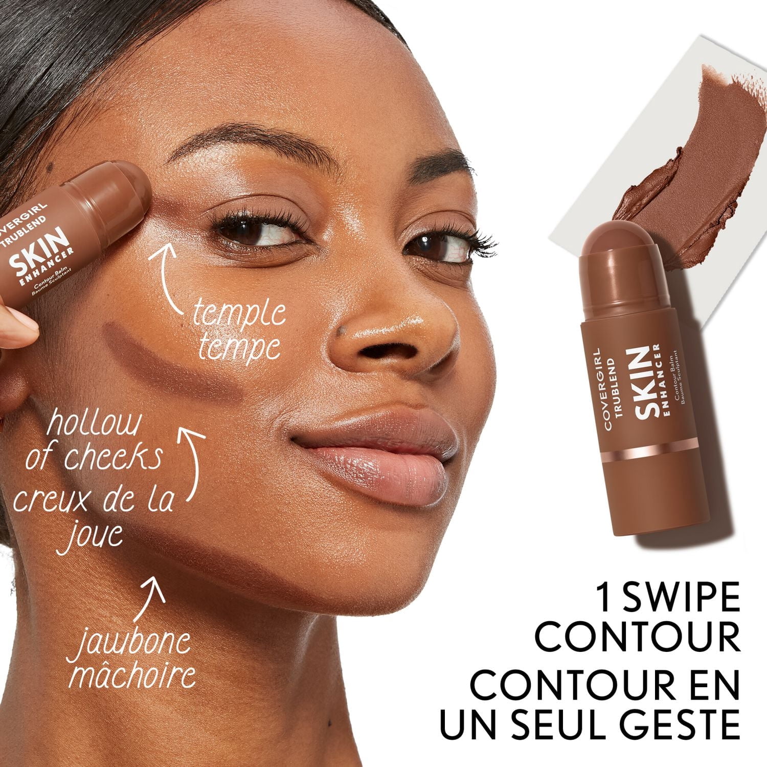 Trublend Skin Enhancer Balm Stick Contour Stick, Vegan Formula, Easy to Use, Glides on Effortlessly, Non-Greasy, Doesn't Crease
