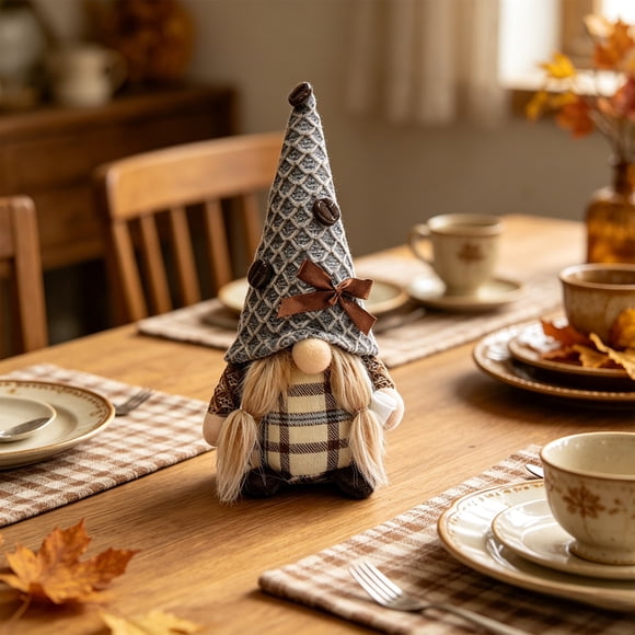 Fall Gnomes Plush Decor, Gnomes Plush Stuffed Animals Decorations for Home Plush Plaid Gnome Figurines Farmhouse Autumn Home Decor for Tiered Tray Kitchen Shelf, Thanksgiving Day Decorations