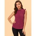 thumbnail image 3 of INSPIRE CHIC Blouses de Travail Sans Manches pour Femmes, Hauts CHIC à Volants Plissés, Rouge Foncé, TG, 3 of 5