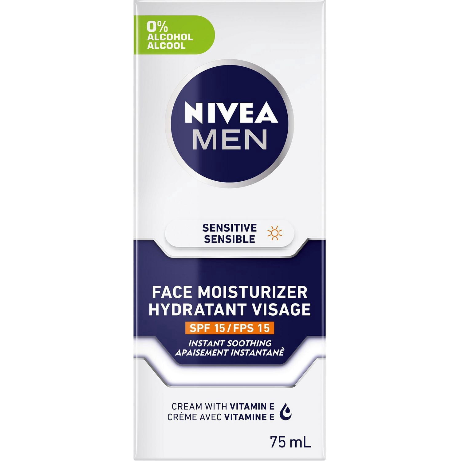 NIVEA MEN Sensitive Face Moisturizer SPF 15, Mens Face Moisturizer, Non-Greasy and Alcohol Free Face Lotion for Sensitive Skin, 75 mL