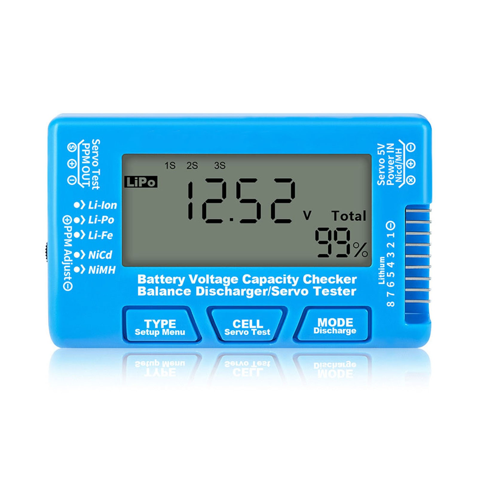 Testeur de Capacité de Batterie Numérique LCD RC CellMeter8 LiPo NiMH Testeur de Batterie Bleu