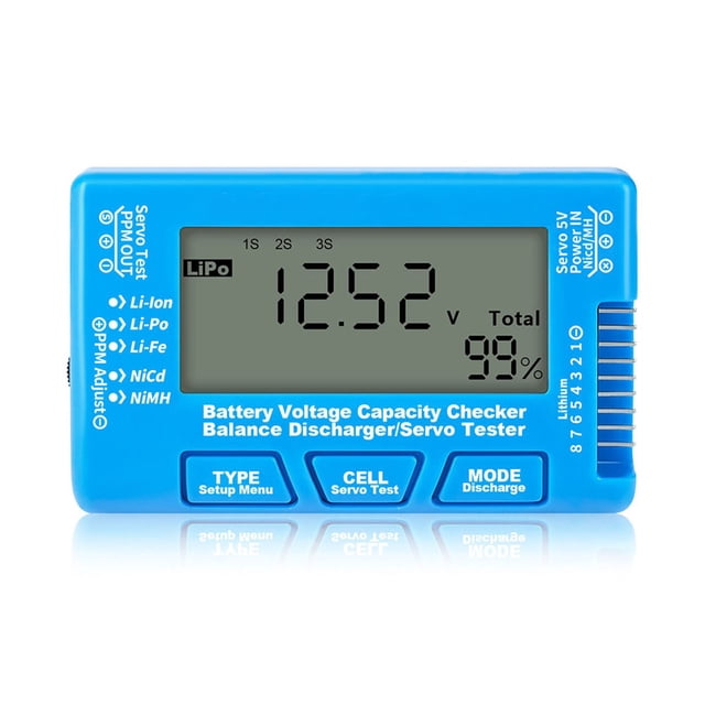 Testeur de Capacité de Batterie Numérique LCD RC CellMeter8 LiPo NiMH Testeur de Batterie Bleu