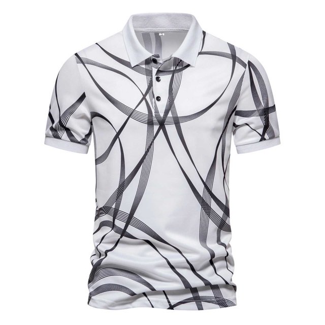 Cameland Mode Personnalité Homme Décontracté Ajusté Manches Courtes Imprimé T Manches Courtes Col Rabattu Blouse et Chemise