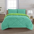 thumbnail image 3 of All-Season Comforter Set - Reversible 3-Piece Bedding with Super Soft Down Alternative Fill - Twin/Twin XL Size, Perfect for Year-Round Use, Aqua/Lime, 3 of 5