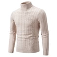 thumbnail image 2 of Xcmzpl Men Turtleneck Sweater Long Sleeve Cable Knit Sweaters Slim Fit Mock Neck Twisted Pullover Solid Fall Sweater Tops, 2 of 6