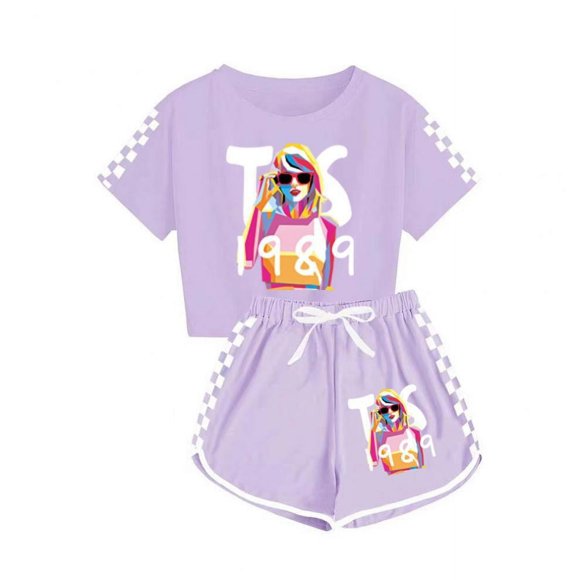 Taylor Swift Boys Girls T-Shirt Shorts Pajamas Teen Suit--Vinsniv