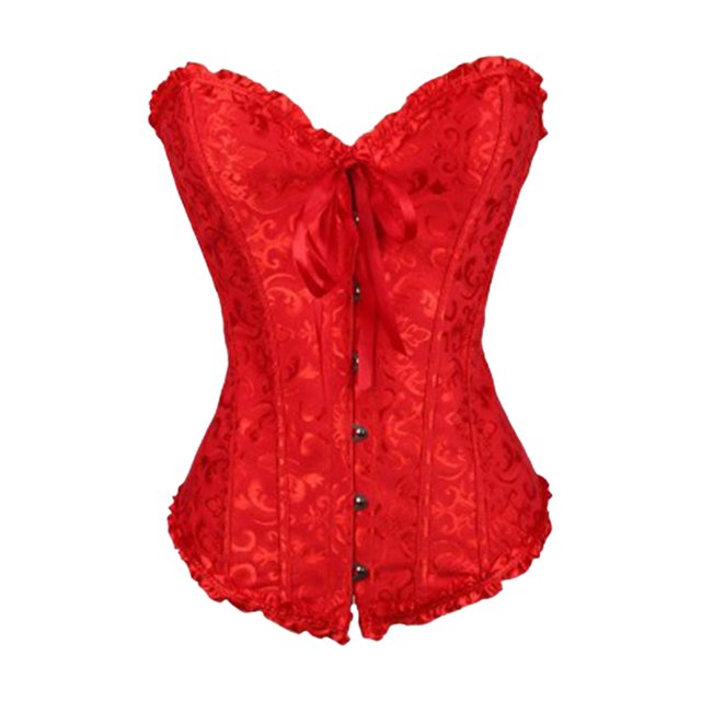 Esquirla Robe Corset Florale pour Femmes Débardeur Vintage Spirale Acier à Lacets Rouge