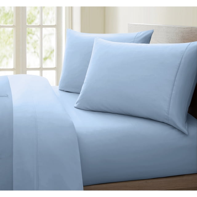 Oxford Collection 600 Thread Count Deep Pocket Egyptian Quality Cotton Solid Sheet Set (Twin, Blue)
