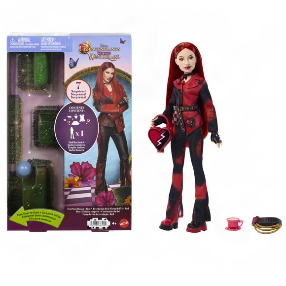 Disney Descendants: Wicked Wonderland Tea Party Reveal with 7 Surprises, a Red Fashion Doll & Accessories