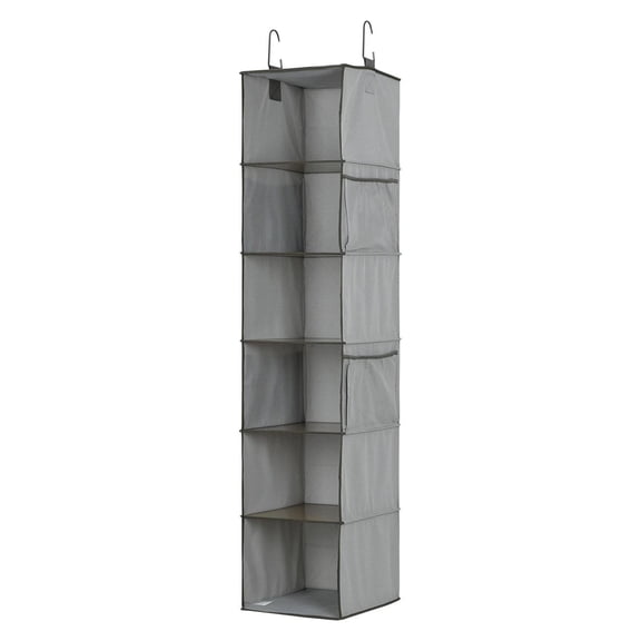 MAINSTAYS Fabric Closet Organizer, 6 - Layer Collapsible Hanging Closet Organizer with 4 Side Pockets Closet Hanging Shelves