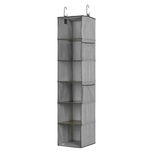 MAINSTAYS Fabric Closet Organizer, 6 - Layer Collapsible Hanging Closet Organizer with 4 Side Pockets Closet Hanging Shelves