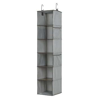 MAINSTAYS Fabric Closet Organizer, 6 - Layer Collapsible Hanging Closet Organizer with 4 Side Pockets Closet Hanging Shelves