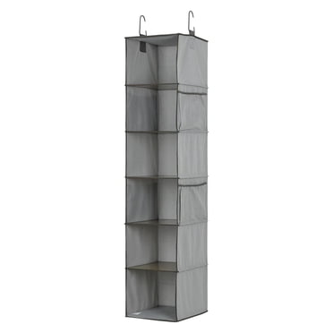MAINSTAYS Fabric Closet Organizer, 6 - Layer Collapsible Hanging Closet Organizer with 4 Side Pockets Closet Hanging Shelves