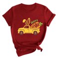 thumbnail image 2 of RKSTN Hauts Grande Taille pour Femmes Mode Été Col Rond Manches Courtes T-shirt Décontracté Ample Imprimé Graphique Voiture de Pâques, 2 of 4