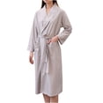 thumbnail image 1 of Timegard Womens Sleepwear Plus Size Long Sleeve Robe Comfy Bathrobes with Pockets Belted Mid Long Nightgown, 1 of 4