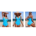 thumbnail image 4 of Ltctricy Women's One Piece Swimsuits Adjustable Strap Deep V Neck Color Block Backless Swimwear Slimming Bathing Suits, 4 of 5