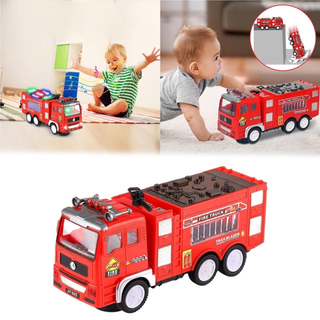 Fire Engine Car With 4D LED Lights Sounds Fire Engine Vehicle Toy Truck Game Educational Toy Car For 3 4 5 6 Years Old