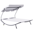 thumbnail image 1 of Outsunny Chaise Longue Double de Patio avec Auvent Réglable - Ensemble de 1, Blanc Crème, 1 of 10