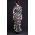thumbnail image 2 of Bimba Rayon Circle & Triangle Geometric Smocked Waist Printed Gown Maxi Side Slit LadiesDress-Small, 2 of 6
