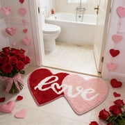 Bath Rugs for Bathroom Non Slip, Absorbant Bath Mat Valentines Day Heart Shaped Bathroom Rugs, Rugs for Bathroom Floor Shower Mat