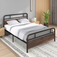 thumbnail image 2 of Costway Queen Size Metal Platform Bed Frame Industrial Headboard Mattress Foundation, 2 of 10