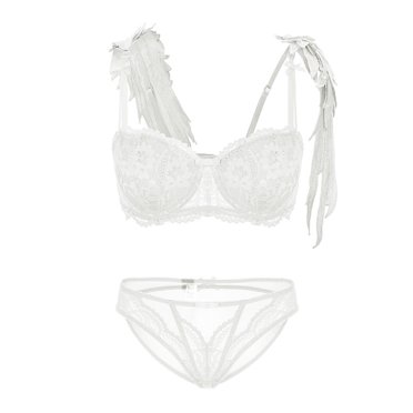 Varsbaby Women's Underwire Demi-cup Bra with Wings Lingerie Panty
