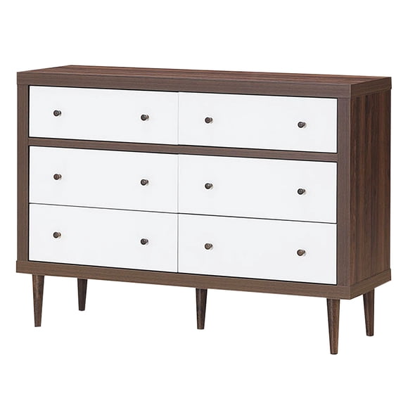 Costway 6 Drawer Dresser Wood Chest of Drawers Storage Freestanding Cabinet Organizer