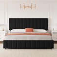 thumbnail image 4 of Eastvita King Size Linen Upholstered Platform Bed Frame/4 Storage Drawers/Adjustable Headboard/No Box Spring Needed/Wooden Slats Support/Black, 4 of 7
