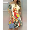thumbnail image 1 of Women Casual Mini Dress  Summer Striped Off Shoulder Short Sleeve  A-line Short Dress, 1 of 3