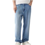 Penkiiy Jeans for Men Y2K Vintage Wide Leg Loose Fit Denim Pants Hip Hop Carpenter Jeans M Blue