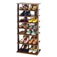 thumbnail image 1 of Gymax Étagère à Chaussures Double Brevetée à 7 Niveaux, Tour de Rangement Autoportante, Brun Rustique, 1 of 10