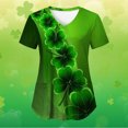 thumbnail image 3 of Birdeem Mode de la Saint-Patrick pour Femmes, Col en V, Décontracté, Manches Courtes, Imprimé, Poches, Hauts Blouse pour Dames, 3 of 4