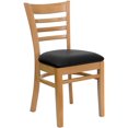 thumbnail image 1 of HERCULES Series Ladder Back Natural Wood Restaurant Chair - Black Vinyl Seat, 1 of 9