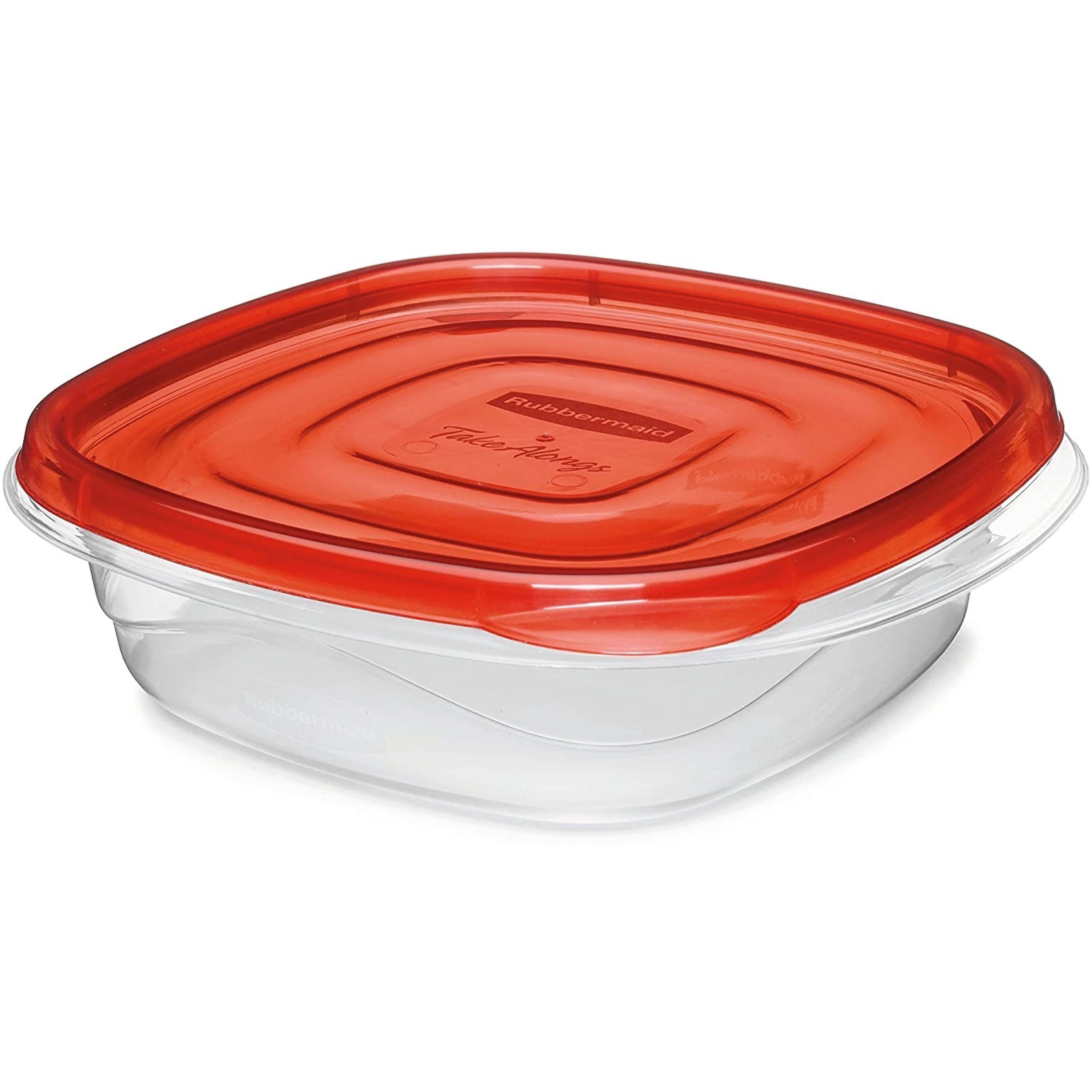 Contenants carrés pour la conservation des aliments Rubbermaid TakeAlongs à emporter, couvercles rouge rubis, 669 ml (2,9 tasses), paquet de 4