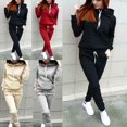 thumbnail image 5 of Femmes 2PCS Ensemble Long Dessin Sangles Slim-Fit Sweatshirt et Pantalon de Survêtement Ensemble, 5 of 5