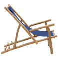 thumbnail image 3 of vidaXL Chaise Longue en Bambou et Toile Bleu Marine, 3 of 5
