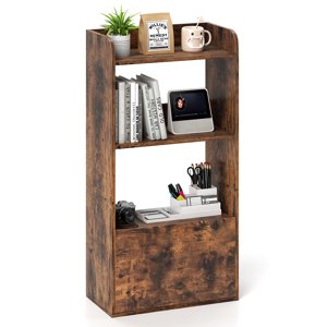 Patiojoy Bibliothèque avec tiroir 41.5" Étagère ouverte grande bibliothèque de rangement autonome armoire d'affichage Rack café